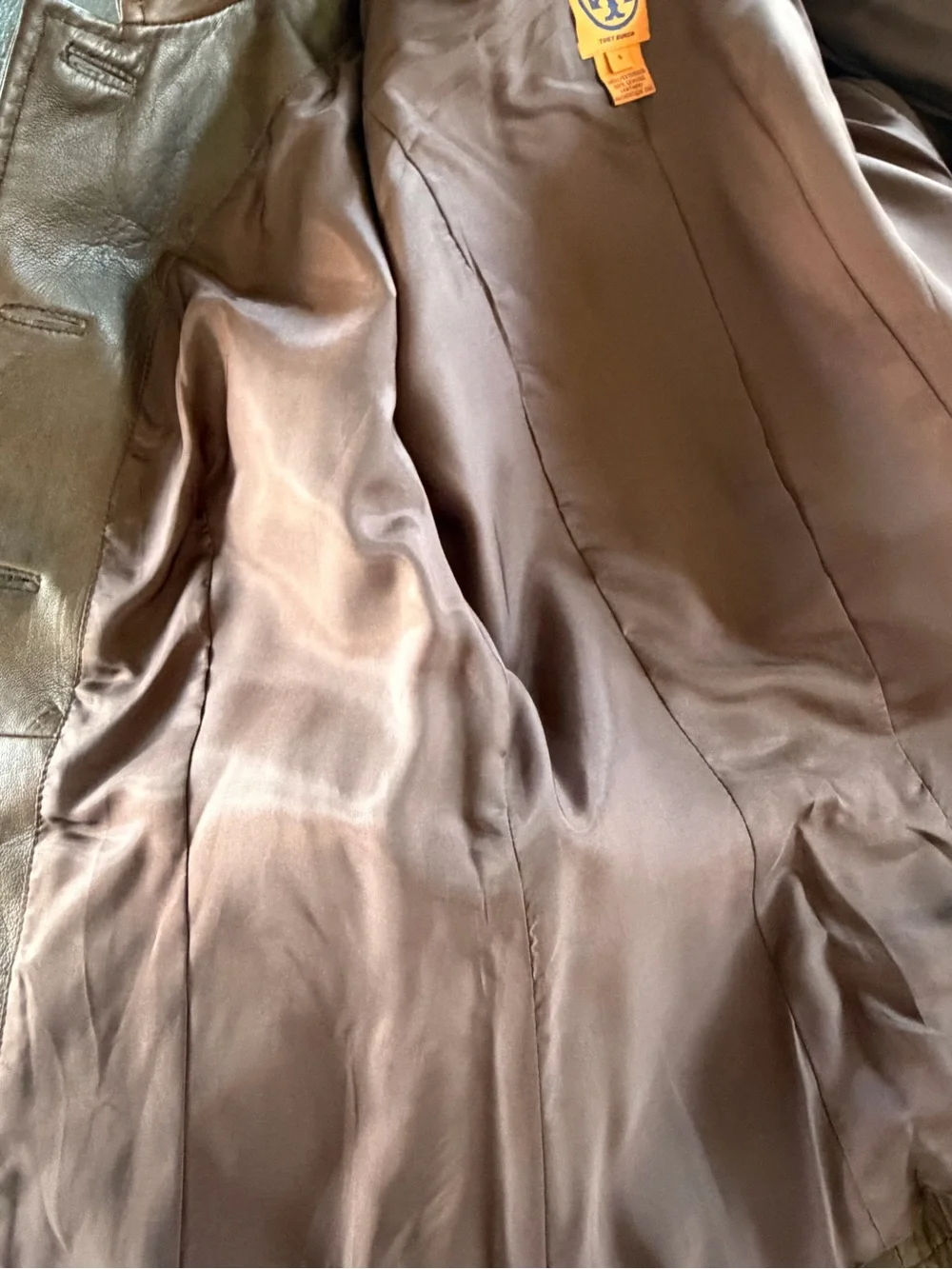 Tory Burch Deep Brown Leather Military-Style Jacket